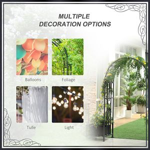 Arco da Giardino in Acciaio 6.7 con Decorazioni a Cuori per Cerimonie Nuziali, Feste, Decorazioni per Prato e Giardino, Include Fioriere per Piante Rampicanti - Product Image 5