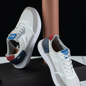 Baskets athlétiques blanches et grises pour hommes, légères, décontractées, à lacets, respirantes, chaussures de marche, semelle amortie - Product Image 4