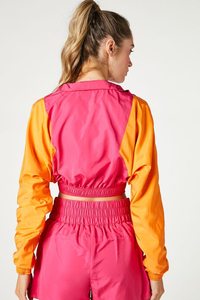 Vente flash : Ensemble de survêtement court deux pièces pour femme, 100% coton, brodé, avec veste coupe-vent zippée - Product Image 6