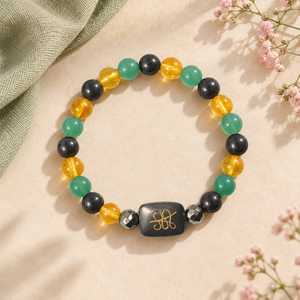 Pulsera de Cuentas de Ágata SOL SoulWise, Verde, Amarillo, Negro, Clásica, Unisex, Joyería de Regalo de Maharashtra, Chapada en Oro - Product Image 6