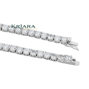 Bracelet tennis en moissanite, argent 925 plaqué rhodium, taille brillant ronde, sertissage à griffes, bracelet classique pour femme - Product Image 2
