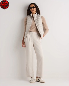 Gilet matelassé pour femme, sans manches, à fermeture éclair, col montant, coupe-vent, couleur unie, style décontracté, gilet bouffant - Product Image 5