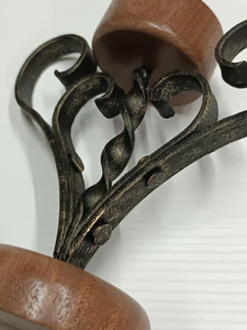 Iron <b>Tea</b> <b>Light</b> <b>Holder</b> with Wooden Base and Scroll Design for Home Decoration decorative metal candle <b>holder</b> modern - Product Image 5