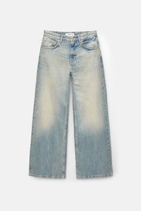 Jean délavé à jambe large pour homme, taille haute, coupe ample, décontracté, grande taille, en denim de coton - Product Image 2