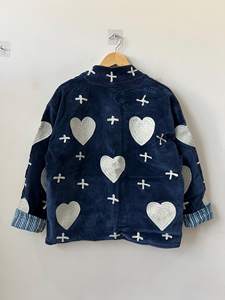 Blouson bomber matelassé réversible en velours marron brodé Suzani, tricoté, respirant, écologique, en nylon et laine pour l'hiver - Product Image 2