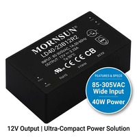 Mornsun LD40-23B12R2 12V 3.33A 12v Power Supply Catu Daya 12v Konverter AC ke DC 85-305VAC Input Lebar 4200VAC Isolasi