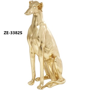 Figurine de lévrier religieuse en résine plaquée or, sculpture animale moderne, décoration d'intérieur, pièce d'art en forme 3D - Product Image 1