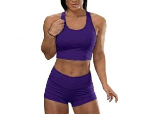 High Waisted Gym Shorts and Sports Bra Set Women's Yoga Fitness <b>Clothing</b> - Product Image 1