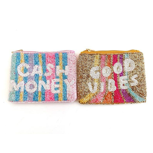 Monedero Clásico Hecho a Mano con Cuentas Bordadas y Colores Mixtos con Impresión Digital para Mujer - Product Image 3