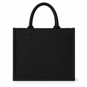 black laminated jute tote bag with ethnic print wooden button eco friendly reusable shopping <b>handbag</b> - Product Image 4