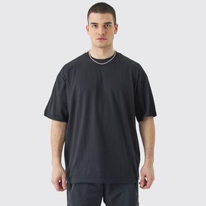 Nouveau T-shirt Homme de Luxe 100% Coton Col Côtelé Oversize Épaules Tombantes Streetwear Imprimé Logo Personnalisé T-shirt Vierge - Product Image 4