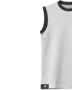 Conjunto de camiseta sin mangas y pantalones cortos para hombre, color gris claro, informal, de verano, de algodón, con ribete negro y cordón ajustable, de dos piezas. - Product Image 2