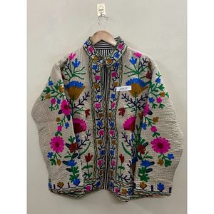 Boho Suzani Kantha Embroidery Eco-Friendly Woven Breathable Autumn Floral <b>Jacket</b> <b>Women</b> full sleeves Regular Fit Size <b>Jacket</b> - Product Image 2
