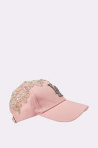 Gorra de béisbol rosa con logo LA de diamantes de imitación, bordado de lentejuelas, ajustable, de 6 paneles, para mujer, a la moda, informal, primavera, verano - Product Image 4