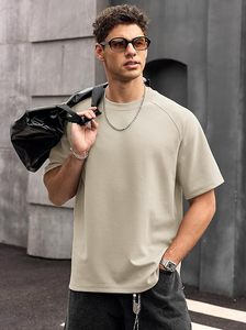 Heavy Weight 100% Cotton Oversized T-Shirt Men 220 Grams Shoulder Custom Printing Hip Hop Plus Size 100% Cotton Blank Boxy Men's - Product Image 1