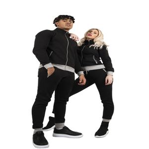 Sweat-shirt deux pièces léger et écologique coupe ajustée unisexe de grande taille Broderie de logo personnalisé Motif uni Streetwear Jogging - Product Image 1