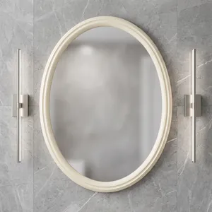 Villa Cream Oval <b>Plastic</b> Framed Art Deco Wall <b>Mirror</b> with Easy Installation for Home Decor - Product Image 2