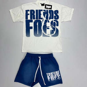 Conjunto de Camiseta y Pantalones Cortos para Hombre 2025, con Logotipo Personalizado por Transferencia Térmica, de Secado Rápido, Lavado Ácido, Transpirable, Diseño Sólido, Estilo de Dos Piezas, para Verano - Product Image 3