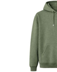 Sweat à capuche vert olive avec logo minimaliste en strass, coupe oversize, en molleton épais, avec poche kangourou, streetwear personnalisé pour homme - Product Image 3