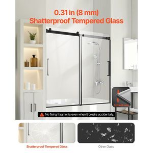 Frameless 56-60in. W X 60in. H vasca scorrevole e porta in vetro doccia - Product Image 2
