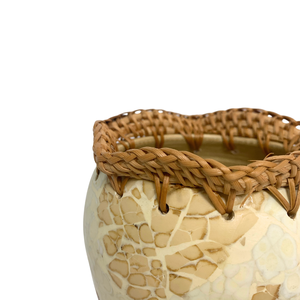 Jarrón de bambú hecho a mano con incrustaciones de cáscara de huevo, jarrón decorativo ecológico Vintage, maceta de mosaico de concha Natural, decoración del hogar, exhibición de mesa de fiesta - Product Image 6