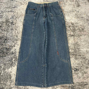 Pantalon pour homme en denim délavé, coupe ample et droite, effet usé, style streetwear, logo personnalisé, multi-poches, printemps - Product Image 2