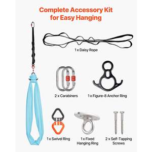Dual-Function Aerial Silk <b>Yoga</b> Swing Max Load 300 Lbs Nylon Fabric Daisy Rope PE Zipper Bag Gymnastics <b>Hammock</b> for Men Women - Product Image 5