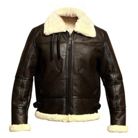 Veste en cuir marron pour homme GET SET GO SPORTS IND B3 Bomber RAF Style Aviateur Col montant Écologique Respirant Anti-bactérien