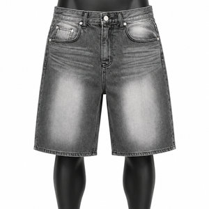 OEM Custom Denim Jorts Men Wide Leg Washed Jean Shorts Hip Hop Streetwear - Product Image 1