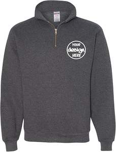 Sweat-shirts à fermeture éclair 1/4 en coton 100% avec logo brodé personnalisé - Écologiques et respirants - Product Image 4