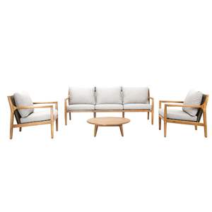 Conjunto de Muebles de Jardín de 4 Piezas de Madera de Acacia Sólida, Sofá Seccional para Exteriores con Cojines y Mesa de Centro - Product Image 5