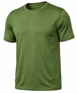 T-shirt à manches courtes pour homme, vert olive, séchage rapide, anti-boulochage, respirant, écologique, 100% polyester, col rond, coupe classique, uni - Product Image 4