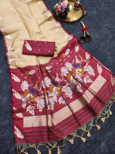 Sari Tradicional Indio de Seda Khadi con Bordado y Lentejuelas, Elegante Vestido Étnico para Novias y Bodas - Product Image 2