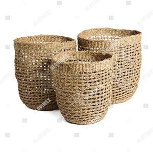 Viettrustic New Design Seagrass Eco-Friendly Rustic Multifunctional Laundry <b>Basket</b> Handmade Natural Fiber Ninh Binh Home Storage - Product Image 3