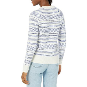 <b>Men's</b> <b>White</b> Jacquard Geometric Pattern Knitted Pullover Sweater Crew Neck <b>Long</b> <b>Sleeve</b> Autumn <b>Top</b> - Product Image 2
