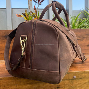 Bolsa de lona de cuero rústico para hombre, bolsas de lona de noche de cuero de vaca Vintage, bolsa de transporte clásica, equipaje de mano - Product Image 4