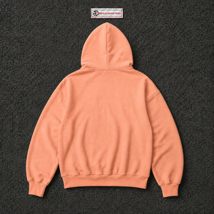 Sudadera con Capucha Oversize Gótica Color Melocotón con Diseño de Cruz con Tachuelas y Detalles de Pedrería en las Mangas, Estilo Urbano Unisex - Product Image 6