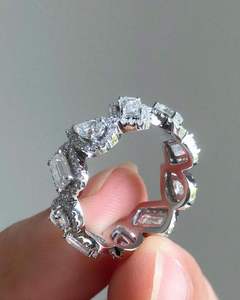 Bague de championnat hip-hop personnalisée RAMDUT IMPEX, plaquée argent 925, entièrement pavée de pierres, avec caractères en émail, modèle RD-HH9 - Product Image 1