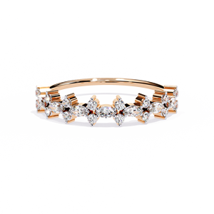 Anillo de Oro Sólido de 14K con Diamantes Cultivados en Laboratorio de Corte Marquise y Corte Redondo, Diseño Único, para Regalo, Fiesta y Aniversario - Product Image 5