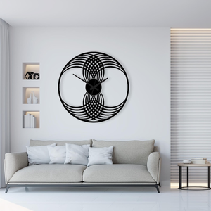 Horloge murale moderne en métal, design circulaire ondulé entrelacé, horloge décorative contemporaine, horloge artistique pour chambre à coucher, salon - Product Image 2