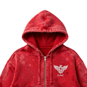 Red Acid Wash Winter <b>Velvet</b> Two Piece Tracksuit Set Cropped Zip <b>Hoodie</b> Wide Leg Sweatpants Casual Streetwear Matching Outfit - Product Image 4