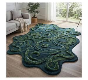 Alfombra de Lana Hecha a Mano con Diseño de Amoeba Orgánico Creativo, de Pelo Alto y Lujo, para Sala de Estar, Venta al Por Mayor - Product Image 3