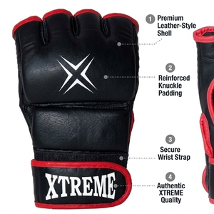 Guantes de MMA de cuero con dedos abiertos, guantes de protección para entrenamiento de MMA, equipo de entrenamiento de MMA para kickboxing y entrenamiento. - Product Image 2