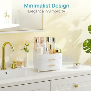 3-Tier Large <b>Cosmetic</b> <b>Storage</b> <b>Box</b> Case Dresser Makeup Organizer with Drawers for Vanity Bathroom Countertop - Product Image 4