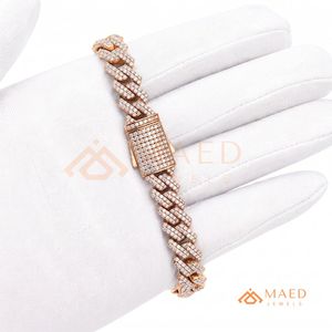 สร้อยข้อมือโรสโกลด์ประดับเพชรโมอิสซาไนต์แบบไมโครเพฟ ดีไซน์เก๋ทันสมัย เหมาะสำหรับใส่ทุกวัน เป็นของขวัญ สไตล์ไมอามี ชิคาโก - Product Image 6