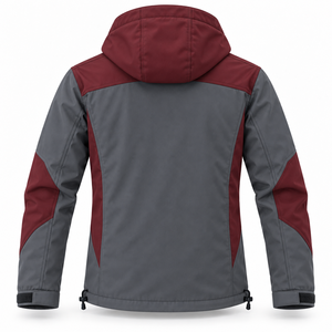 Wholesale Private Label Softshell Jacket <b>Mens</b> Winter Travel Outdoor Climbing Warm <b>Fleece</b> Lining Hooded Color Block Zipper Jacket - Product Image 3