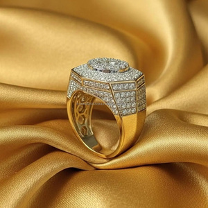 Cut Cluster Moissanite Diamond Mens Fashion <b>Ring</b> 925 Sterling Silver Rhodium Engagement Wedding <b>Ring</b> Hip Hop Statement <b>Iced</b> Out - Product Image 4