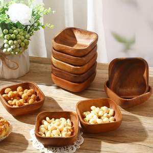 Bol en bois d'acacia avec ustensiles de service, pieds en laiton, saladier en bois pour salade, fruits, riz, pop-corn, pâtes, bol de service - Product Image 3