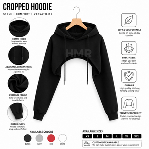 เสื้อฮู้ดครอปท็อปสำหรับผู้หญิง HMR Sorority Sisterhood รุ่นทันสมัยสำหรับฤดูหนาว ผ้าถักด้านหน้า ผสมผ้าฝ้ายเนื้อนุ่ม สวมใส่สบาย - Product Image 6