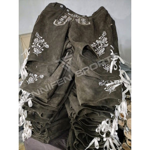 Pantalones Cortos Bávaros de Cuero Genuino de Piel de Vacuno con Bordado Personalizado para Oktoberfest, Estilo Casual Elegante, Cintura Elástica, Diseño Antiguo - Product Image 2